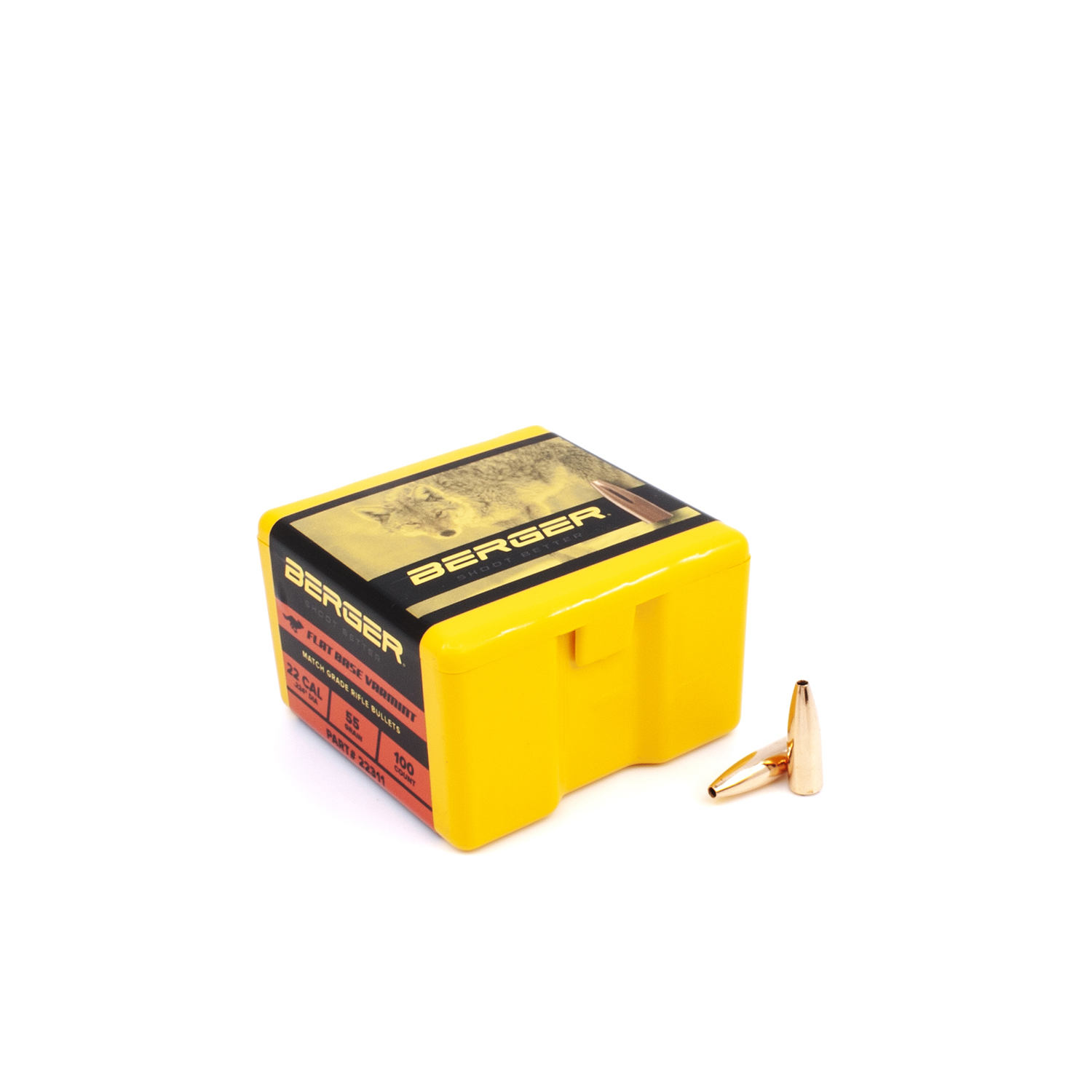 Berger Bullets - .22 cal, 55 gr. Varmint Flat Base - Box of 100